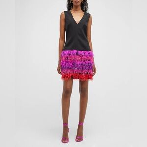 Milly Veronica Faux Feather Mini Dress